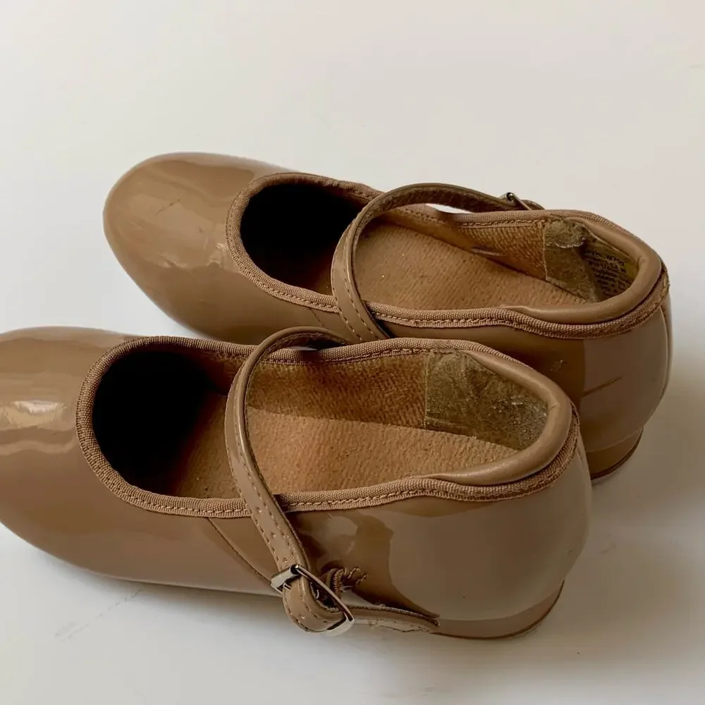Weissman Patent Mary Jane Tap Dance Shoes Tan Caramel Girl's Size 1.5A M - Picture 6 of 9
